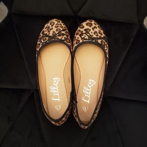 Leopard Print Flats with Bow by